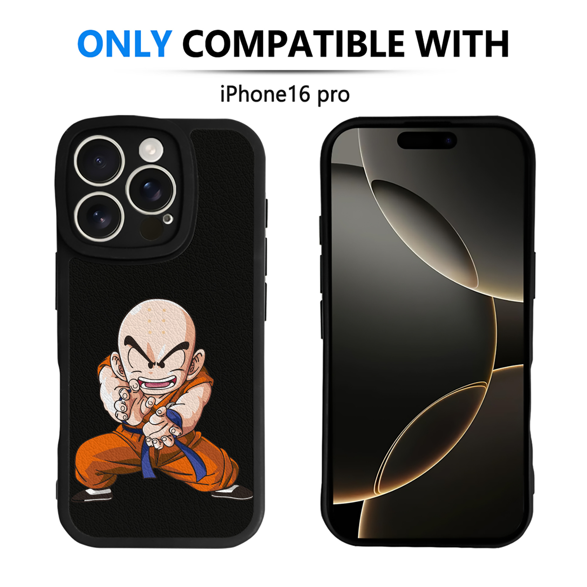 （画像用） ドラゴンボール クリリン DRAGON BALL krillin 【iPhone 16シリーズ対応】シリコンスマホケース（レザー調） 材質：シリコン